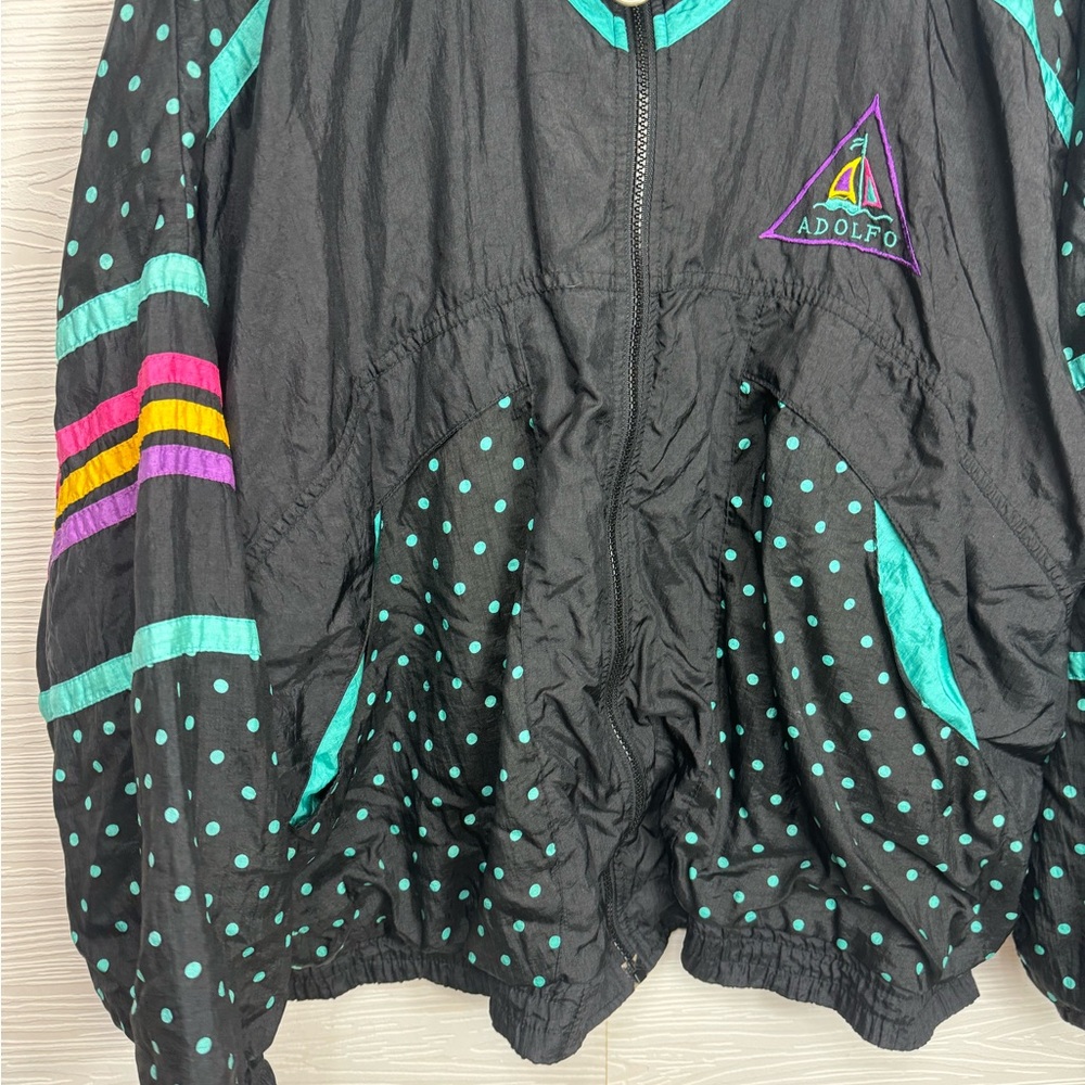 Vintage Adolfo Sport Women’s Windbreaker Jacket Large 90’s Neon Purple Full Zip - Picture 3 of 9